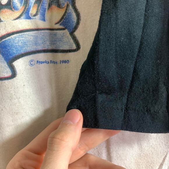 vintage 1980 WILLIE NELSON On The Road Again raglan 3/4 sleeve tee shirt LARGE - Picture 4 of 8